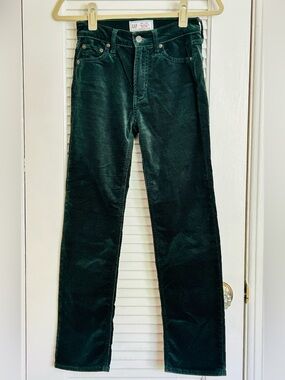 GAP Dark Green Velvet Straight-Leg Women’s  Pants
